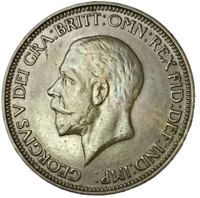 1932 British George V Halfpenny Coin About Uncirculated #60 FREE POST Superb.