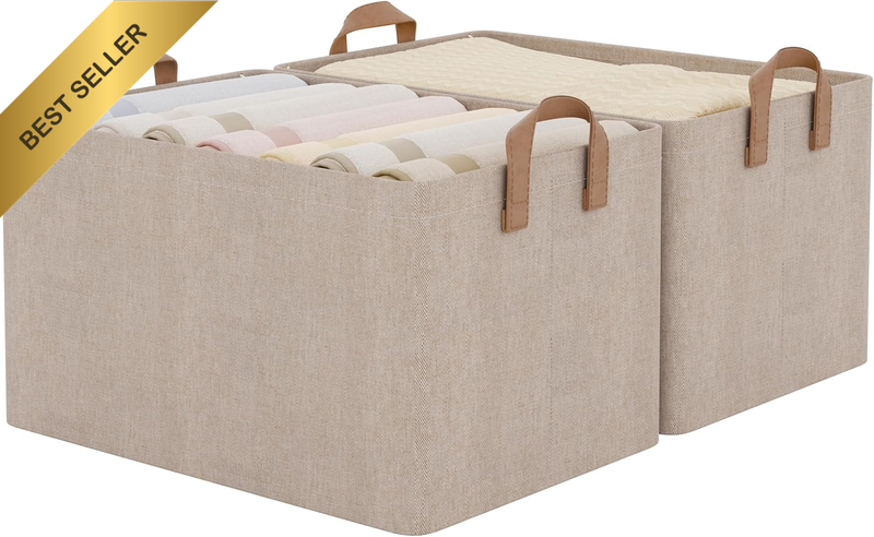 Storage Bins, Shelves Baskets for Organizing, Large Fabric Closet Organizers wit
