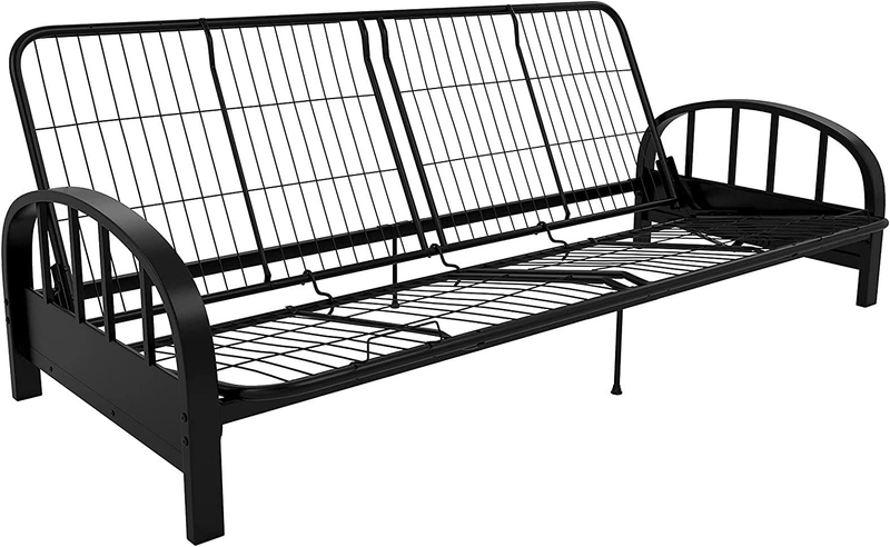 Black Metal Futon Frame - Full-Size Bed & Sofa in One (DHP A
