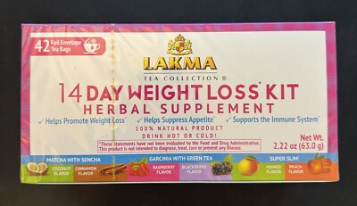 Lakma 14 Day Weight Loss Kit Green Tea Herbal Supplement - 42 Tea Bags