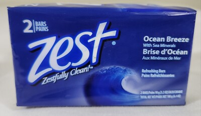 Zest Ocean Breeze Bar Soap Refreshing Clean Scent & Rich Lather Smooth 2 Bars