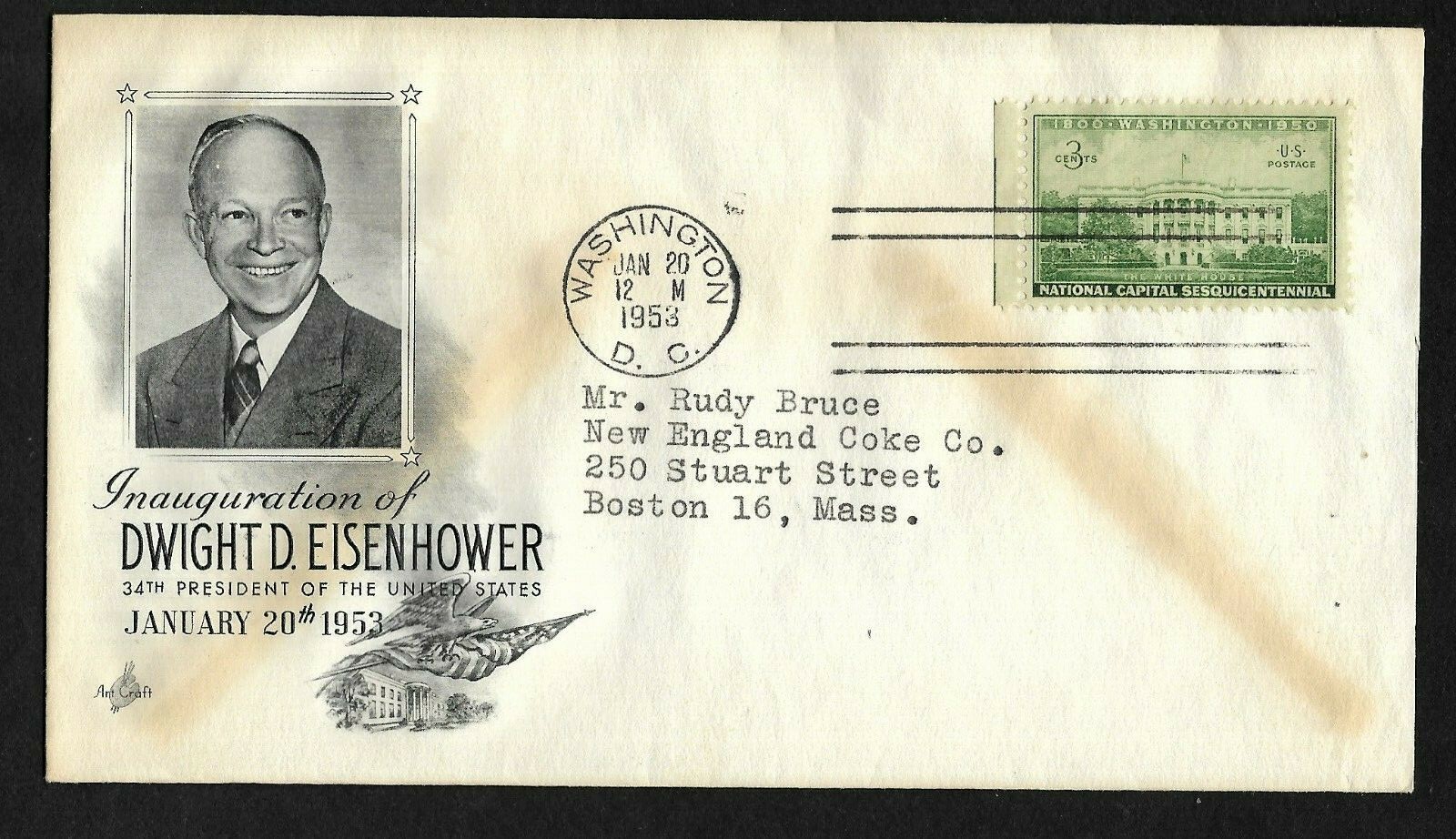 Dwight D. Eisenhower Inauguration 1/20/53 -ArtCraft Cachet