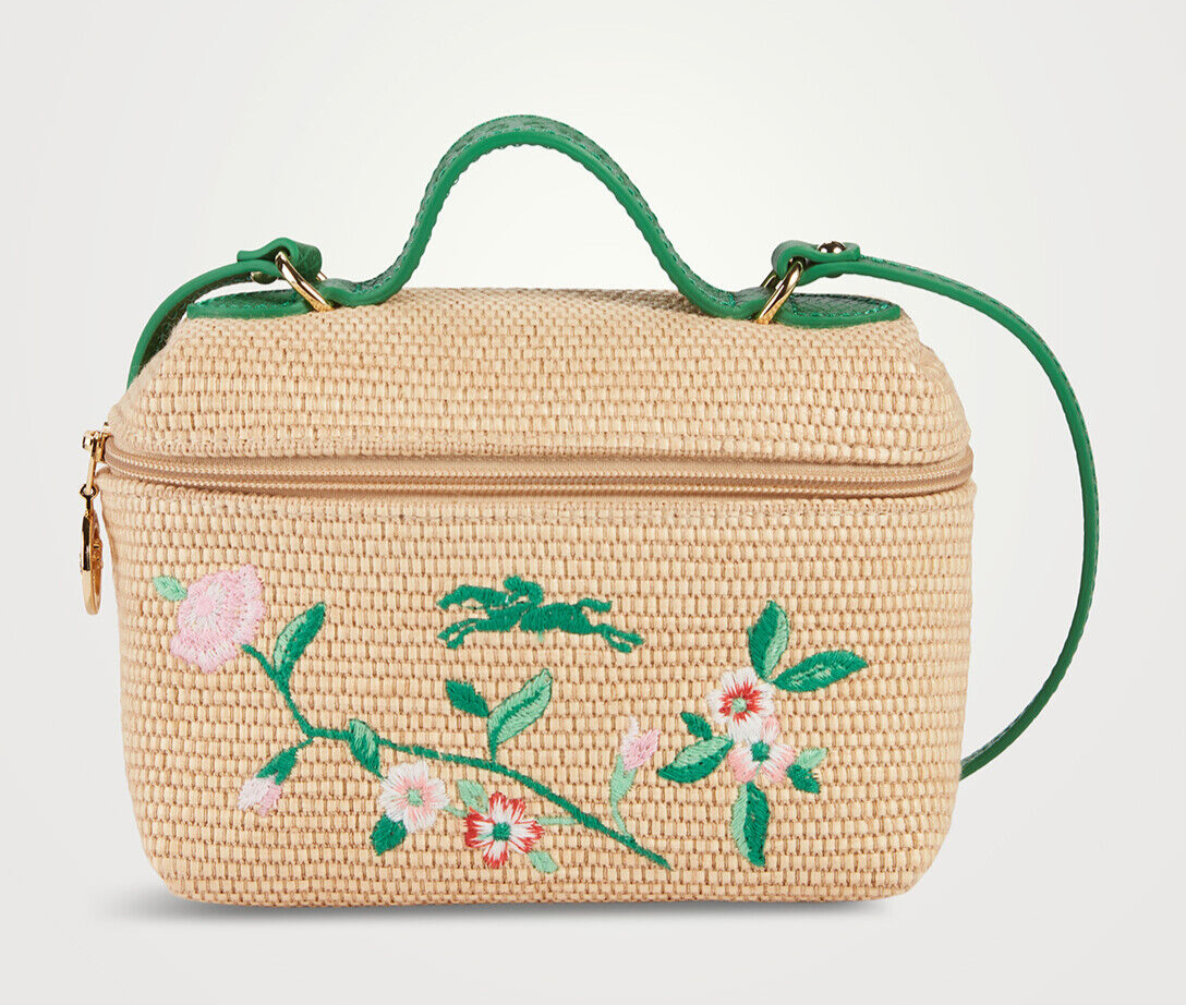 Longchamp Le Panier Pliage Vanity Floral Embroidered XS
