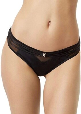 Bluebella Laura Thong String 18 Black Strappy Mesh Microfibre Knickers 40037