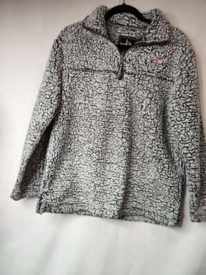 Wisconsin Badger Gray Sherpa Fleece Medium M Women's 1/4 Zip Front UW Bucky