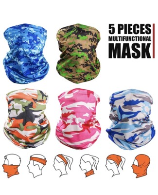5 Pieces Unisex Multifunctional Headwear Bandana