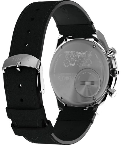 Pre-owned Timex Q  Chronograph X Peanuts Snoopy 40mm Leather Strap Watch