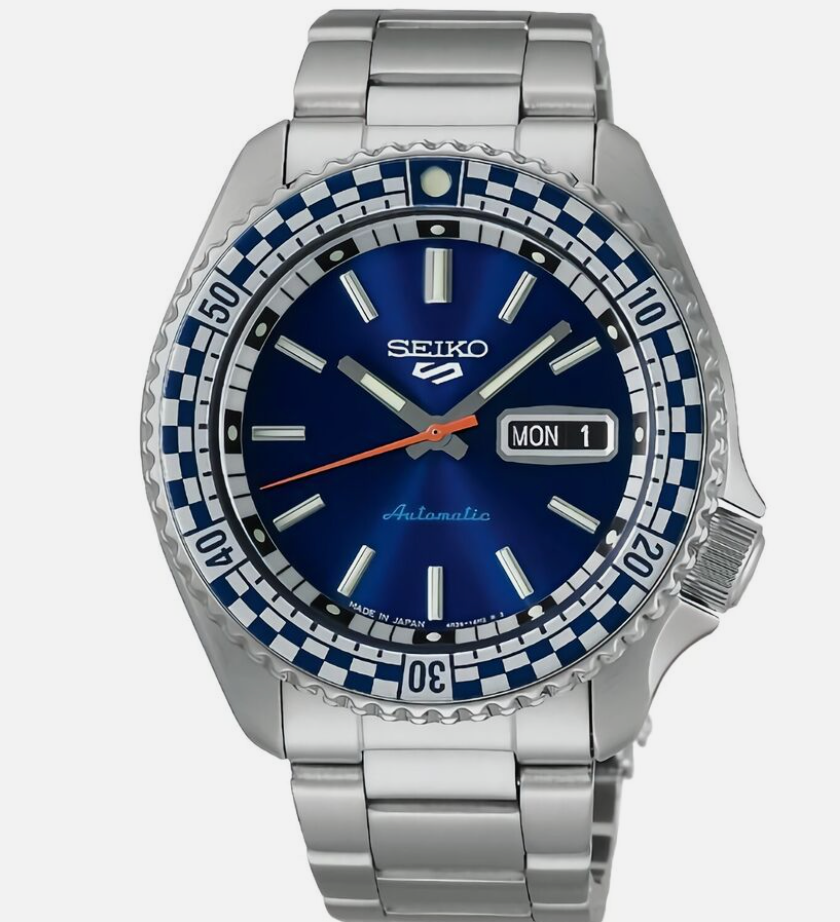 Pre-owned Seiko 5 Five Sports Srpk65 Automatic Watch Sunburst Blue Dial Made In Japan
