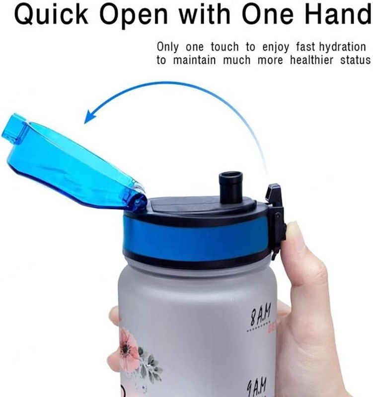 32Oz 1Liter Motivational Water Bottle with Time Marker & Removable Strainer, Fas