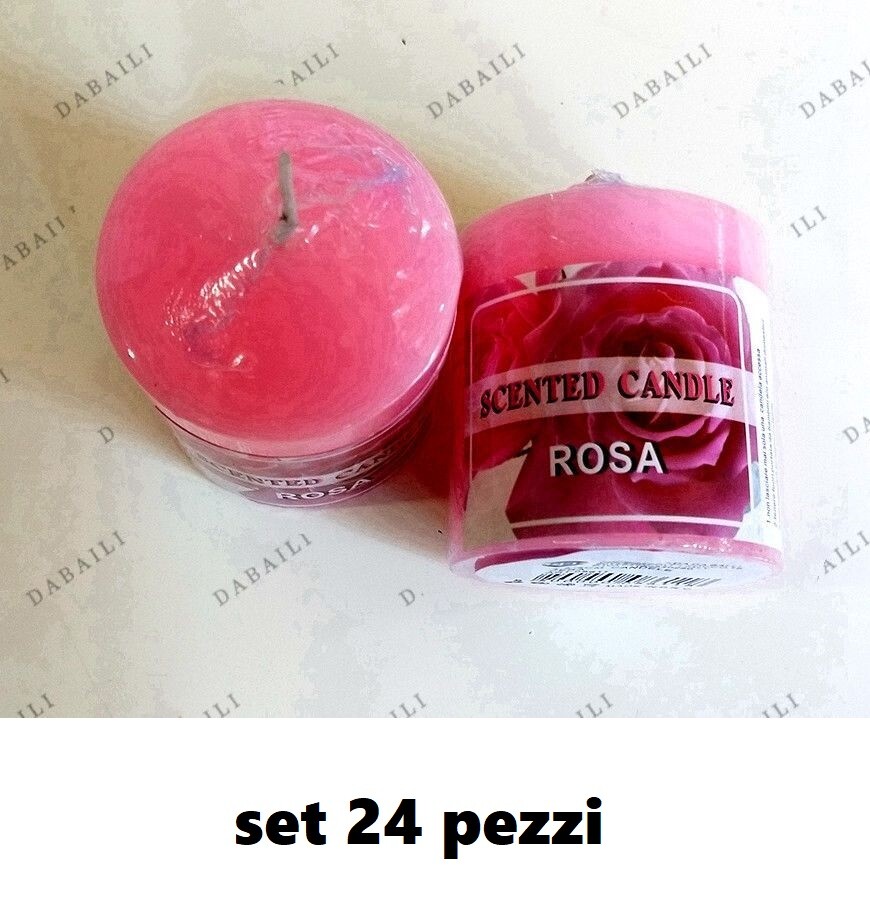 Set 24 Pezzi Candele Cera Profumate Fragranza Rosa 4,5x5cm bal
