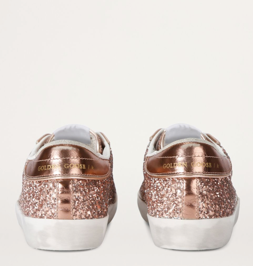 Pre-owned Golden Goose - Super Star In Silver/peach Glitter - Us8/eu38 - Msrp $645 Bnib