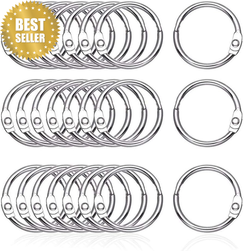 1 Inch Loose Leaf Binder Rings (50 Pack) - Metal Nickel Plated Steel Rings for B