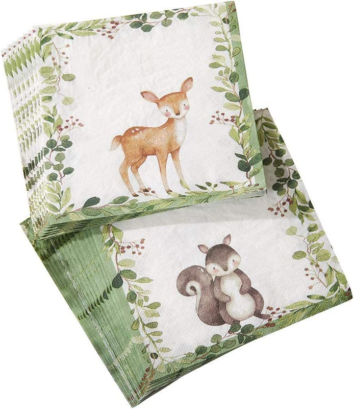 Woodland Baby Shower Decorative Paper Napkins, Thick Decorative Dinner Napkins,