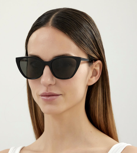 Pre-owned Saint Laurent Yves  Slm69-004-56 Black Sunglasses In Gray