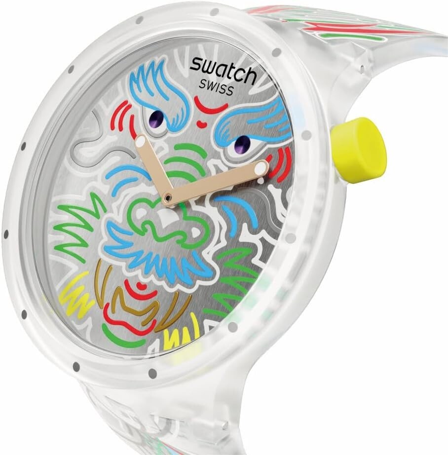 Pre-owned Swatch Dragon In Cloud Sb05z102 Watch White Analog Swiss Quartz 2024 In Box