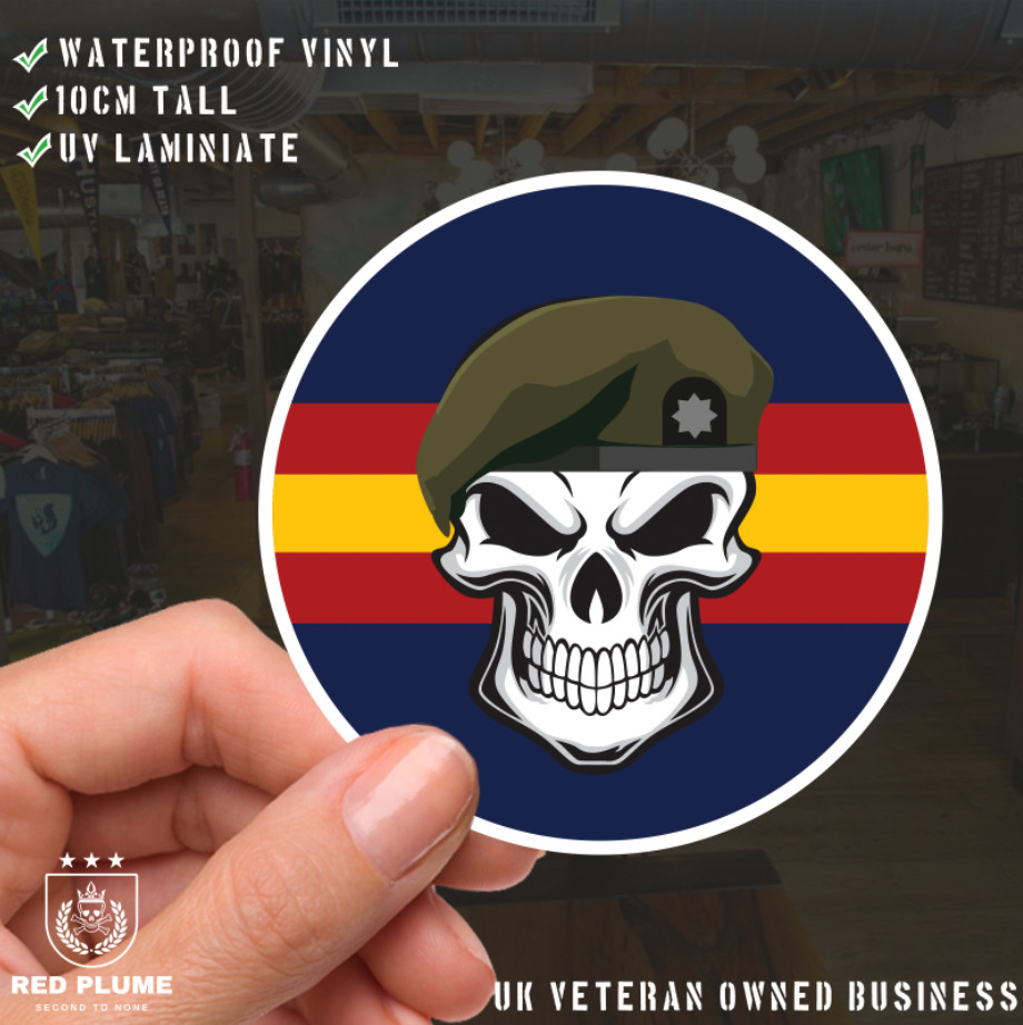 Skull with Royal Anglian Beret TRF Vinyl Sticker - 10cm - Picture 1 of 4