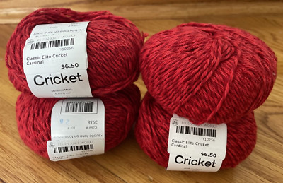 4 balls Classic Elite Yarns CRICKET cotton/linen  - color #3958 cardinal