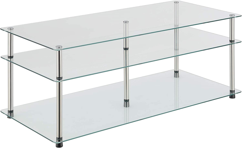 Designs2Go Classic Glass 3 Tier Coffee Table, Glass