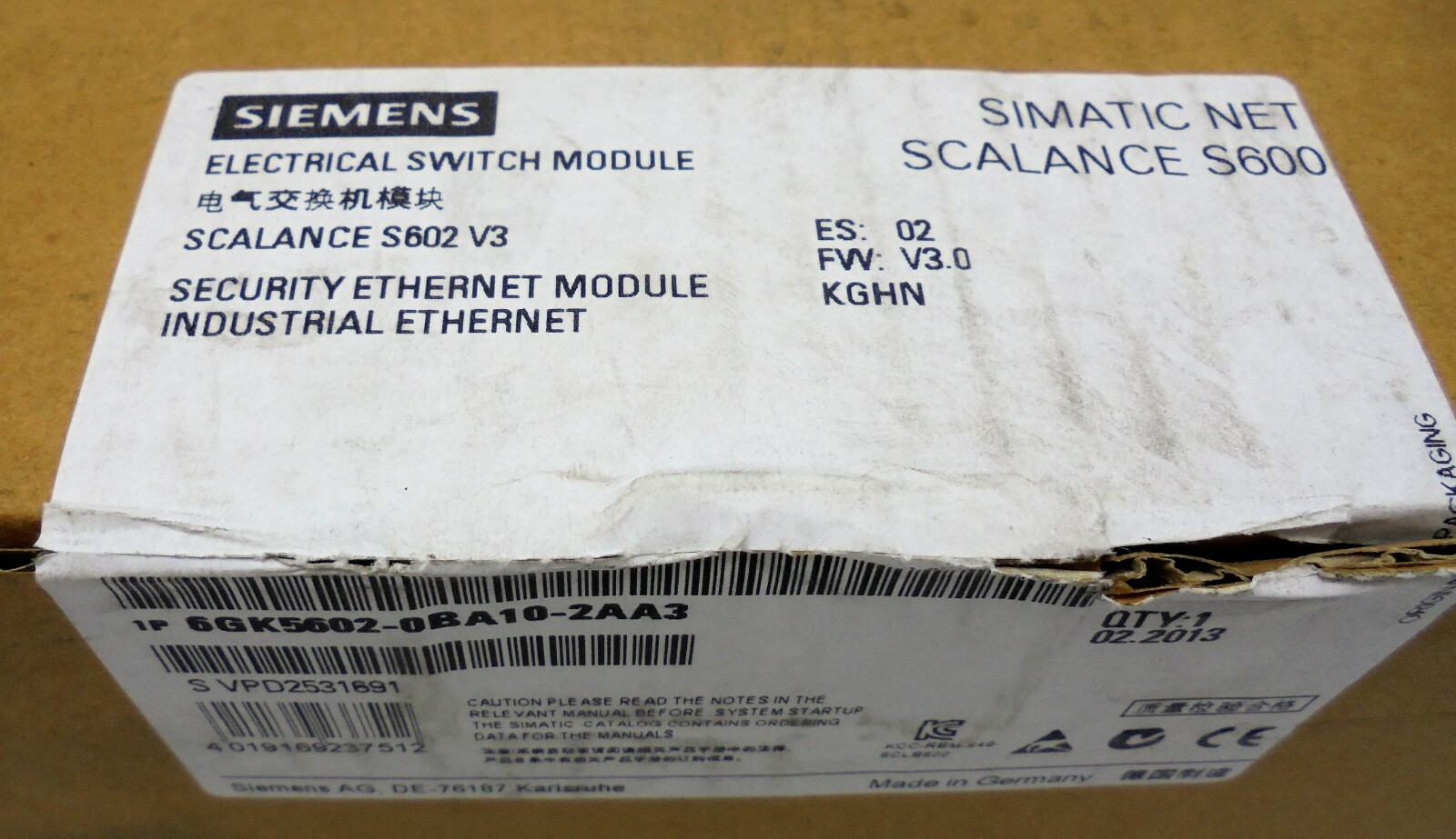 SIEMENS 6GK5602-0BA10-2AA3 SIMATIC NET SCALANCE S600 ELECTRICAL SWITCH MODULE