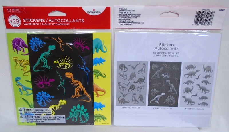 American Greetings Stickers Prehistoric Dinosaur Skeletons Bones 10 Shts 129