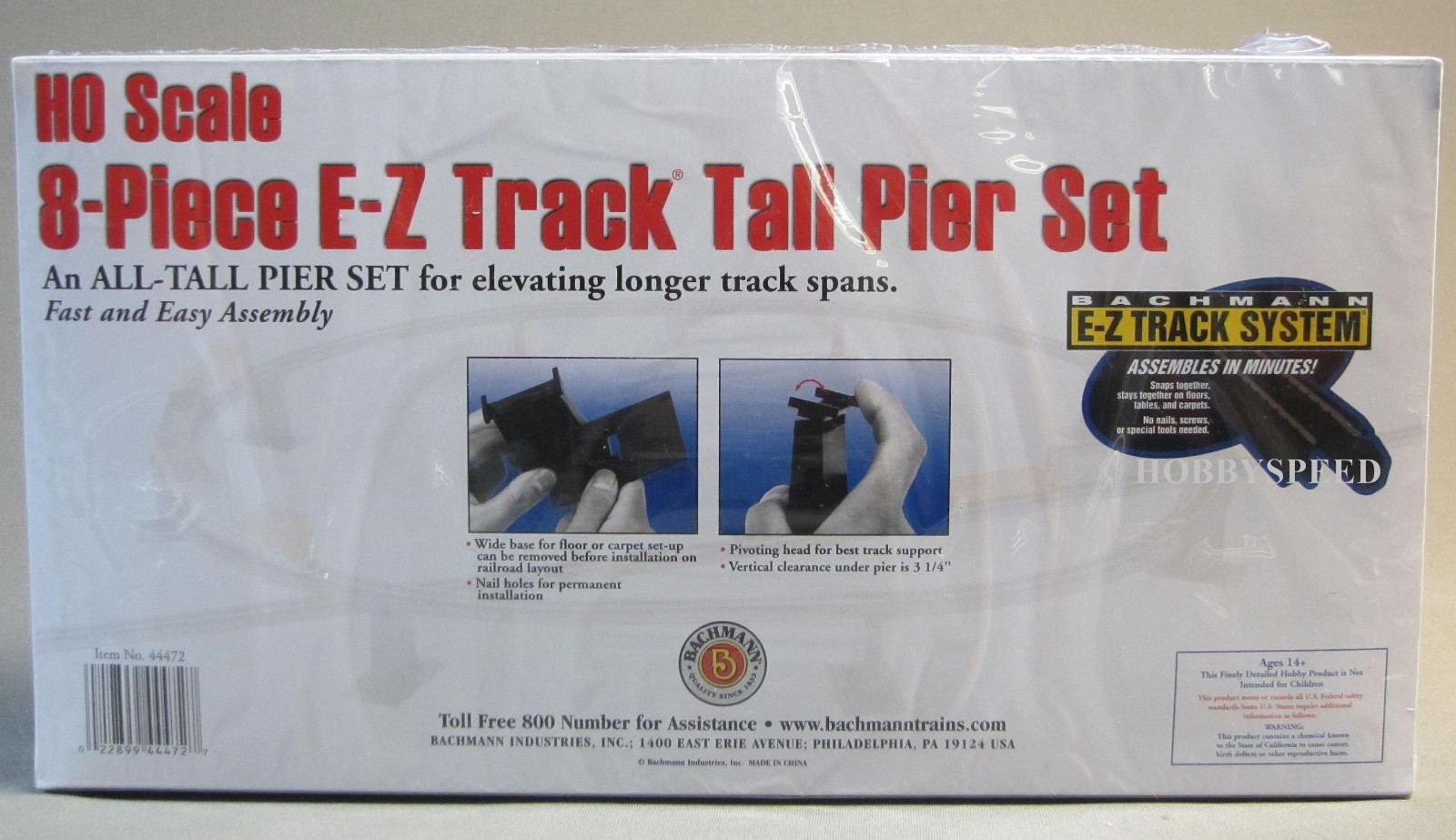 BACHMANN HO E-Z TRACK TALL PIER SET 8 SECTION train bridge supports BAC44472 NEW