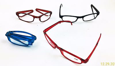 4 PAIR LOT FOLDING READING GLASSES COMPACT READERS STRENGTH MEN WOMEN PACK NEW