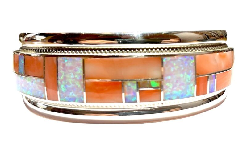 RICK & GLENDORA BOOQUA RGB ZUNI STERLING SILVER OPAL SPINEY RICK & GLENDORA BOOQUA RGB ZUNI STERLING SILVER OPAL SPINEY