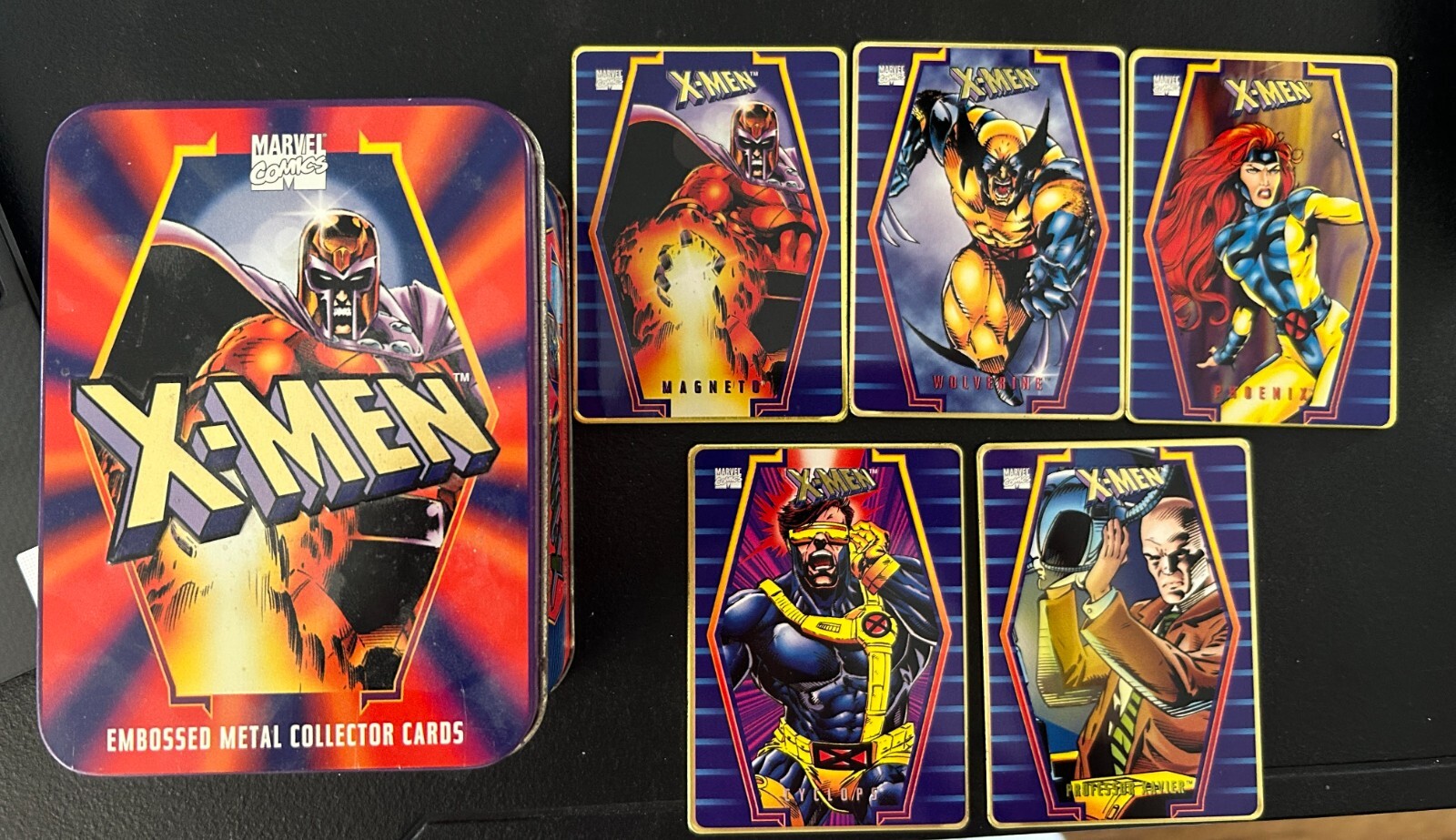 1996 Marvel X-Men (5 Cards) Embossed Metal Collector Cards