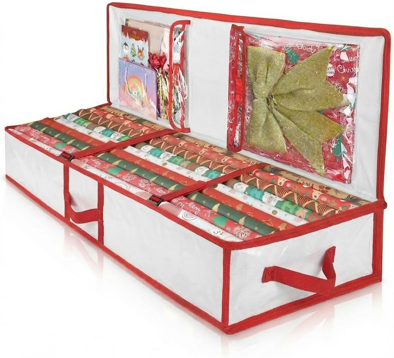 Wrapping Paper Storage Box, 104×36×16Cm Large Capacity Christmas Wrapping Paper