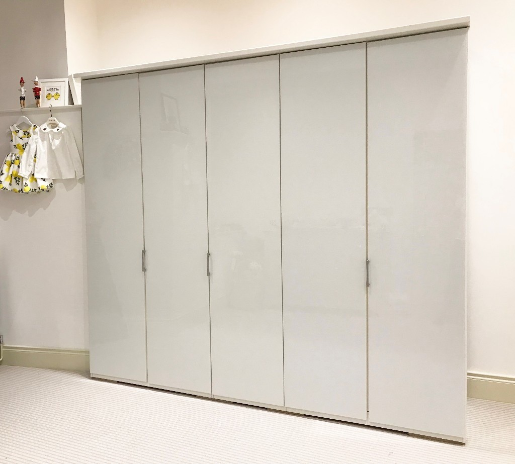 John Lewis Elstra 250cm Wardrobe With Glass Hinged Doors White
