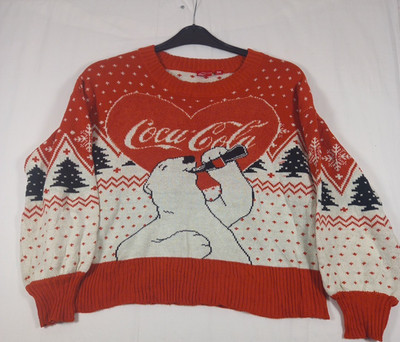Adult Unisex Iconic Coca-Cola Heart Polar Bear Ugly Christmas Sweater Jumper SM