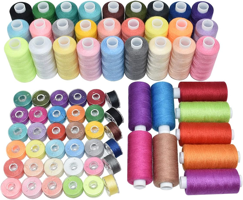 72Pcs 36 Colors Sewing Thread Set with Matching Prewound Bobbin Threads and Case