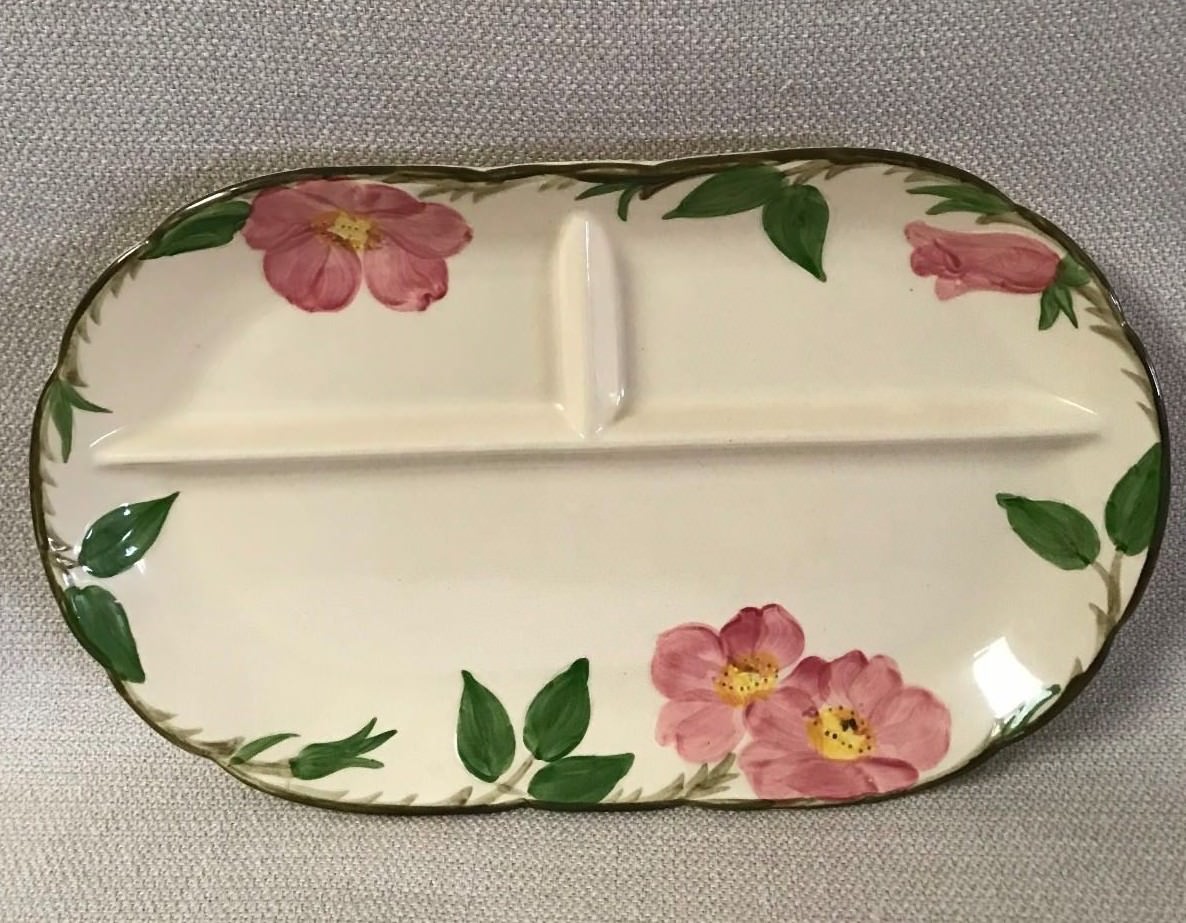 Franciscan Desert Rose Three 3 Part Divided Relish Dish 1960 USA Television Mark
