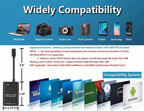 🔥USB3.0 Type- C to SD Card Reader Writer OTG Adapter Micro Memory Card Reader🔥