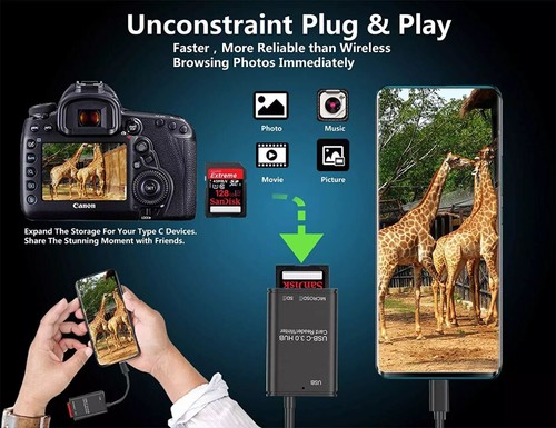 🔥USB3.0 Type- C to SD Card Reader Writer OTG Adapter Micro Memory Card Reader🔥