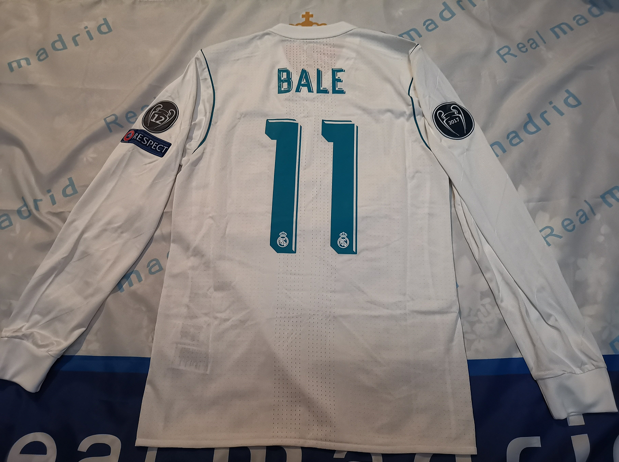 【正規17-18 Real Madrid home L/S BALE #11】 2017-18 Real Madrid Home Shirt Bale #11 (M)
