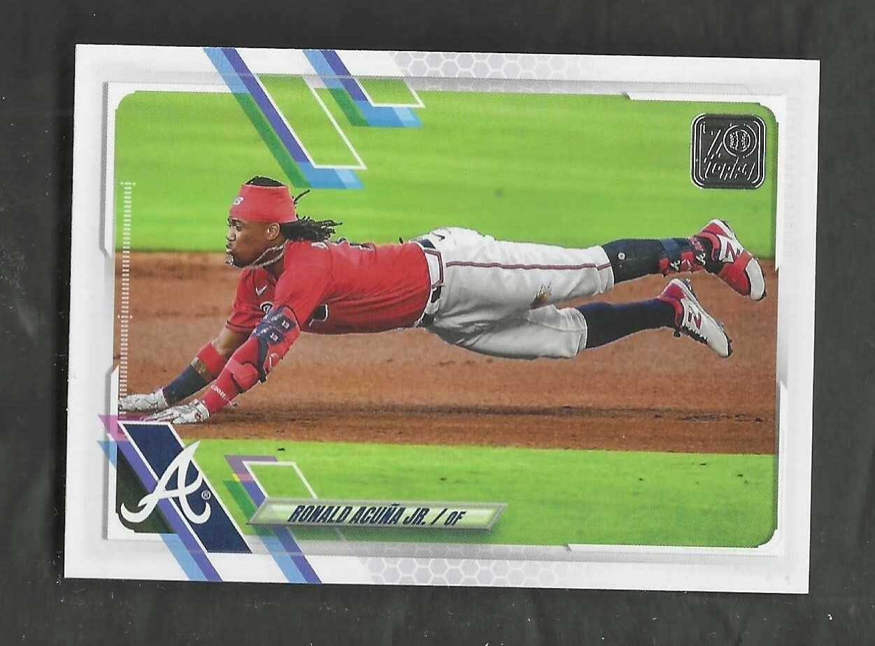 RONALD ACUNA JR 2021 TOPPS SLIDING NRMT #263 ATLANTA BRAVES