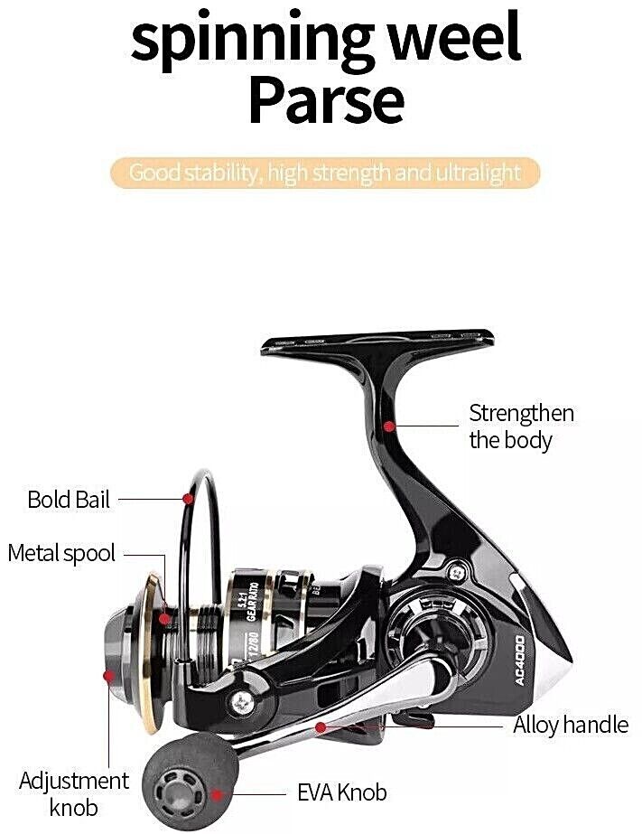 ::12BB Spinning Fishing Reel 5.2:1 Freshwater Saltwater Right Left Metal Spool New