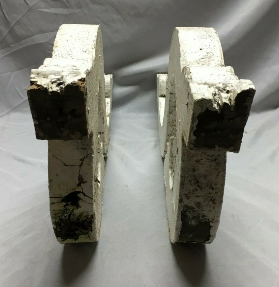 Pair Antique Wood Corbels Porch Brackets Shabby Vintage Old Chic 313-19C