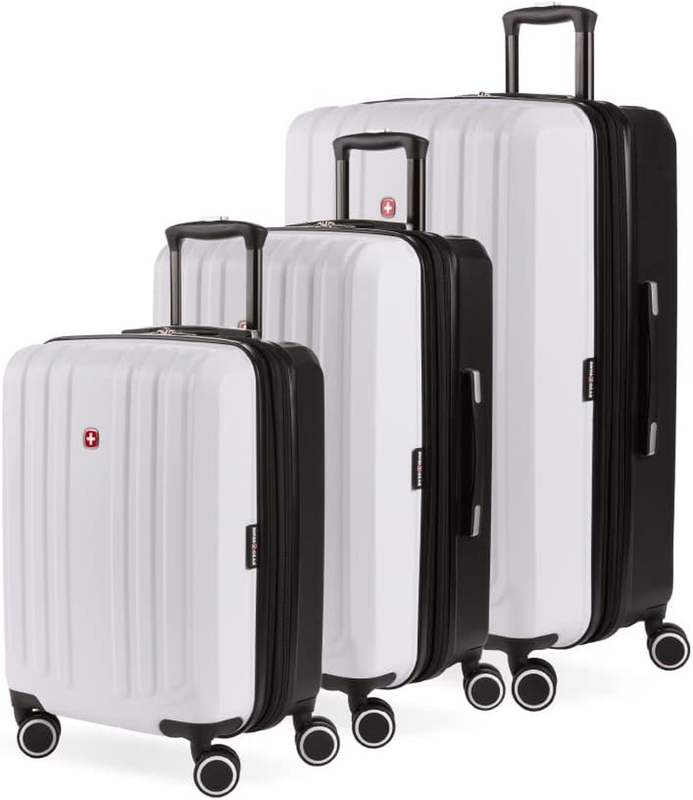 8028 Hardside Expandable Spinner Luggage, Black/White, 3-Pie