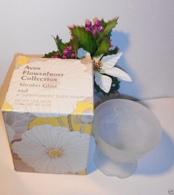 Avon Flowerfrost Collection with sherbet glass and 6 