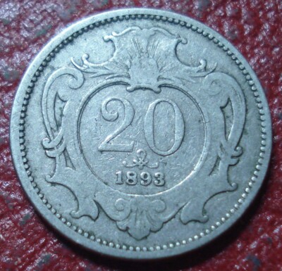 1893 AUSTRIA 20 HELLER IN VG-FINE CONDITION