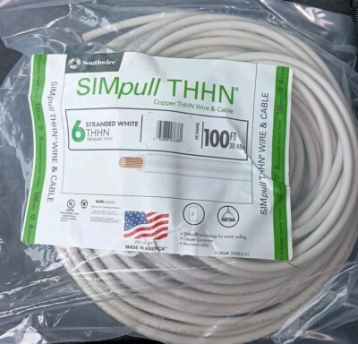 Southwire Simpull Thhn 6 Stranded Wire 100ft White