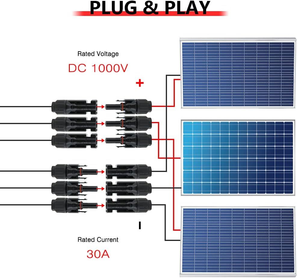 Solar Panel Y / T Branch Cable Connection Waterproof Adapter Connector Extension