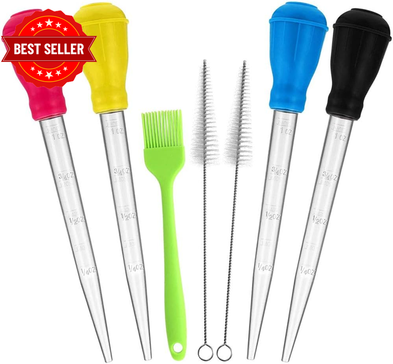 Turkey Baster Cooking Set Heat-Resistant Baster for Cooking 4 Turkey Syrines wit