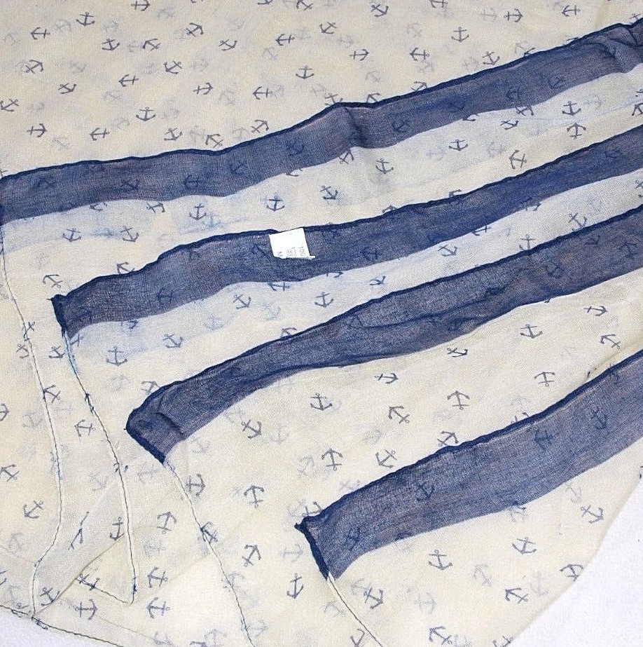 Oversized Nautical Print Anchor Sheer Blanket / Scarf / Baby Swaddle Wrap 75x38