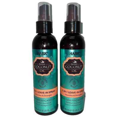 HASK Coconut Oil 5 in 1 Leave in Condition Spray 6 fl oz MISSING CAP - 2 pack