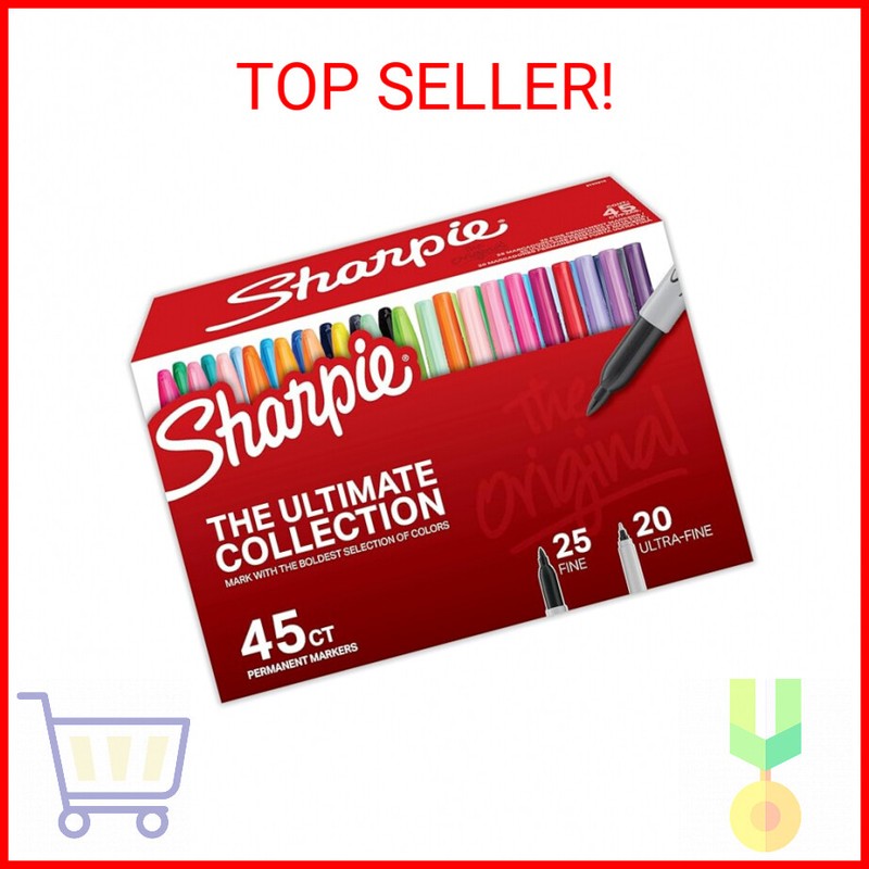 Sharpie Permanent Markers, Fine and Ultra-Fine Tips, 45 Coun