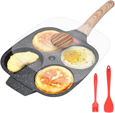 Egg Frying Pan, Pancake Pan With Lid Nonstick 4 Cups Fried Egg Pan Aluminium For