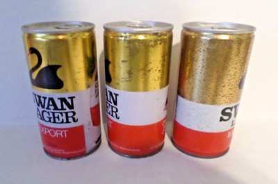 Vintage Lot of 3 Diff Swan Lager Export Australia Steel Beer Cans